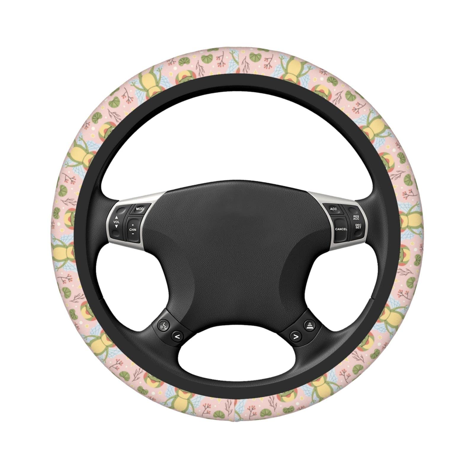 Coprivolante Auto Universale - Motivo Rana Su Foglia Di Loto, Antiscivolo E Inodore, 38 Cm