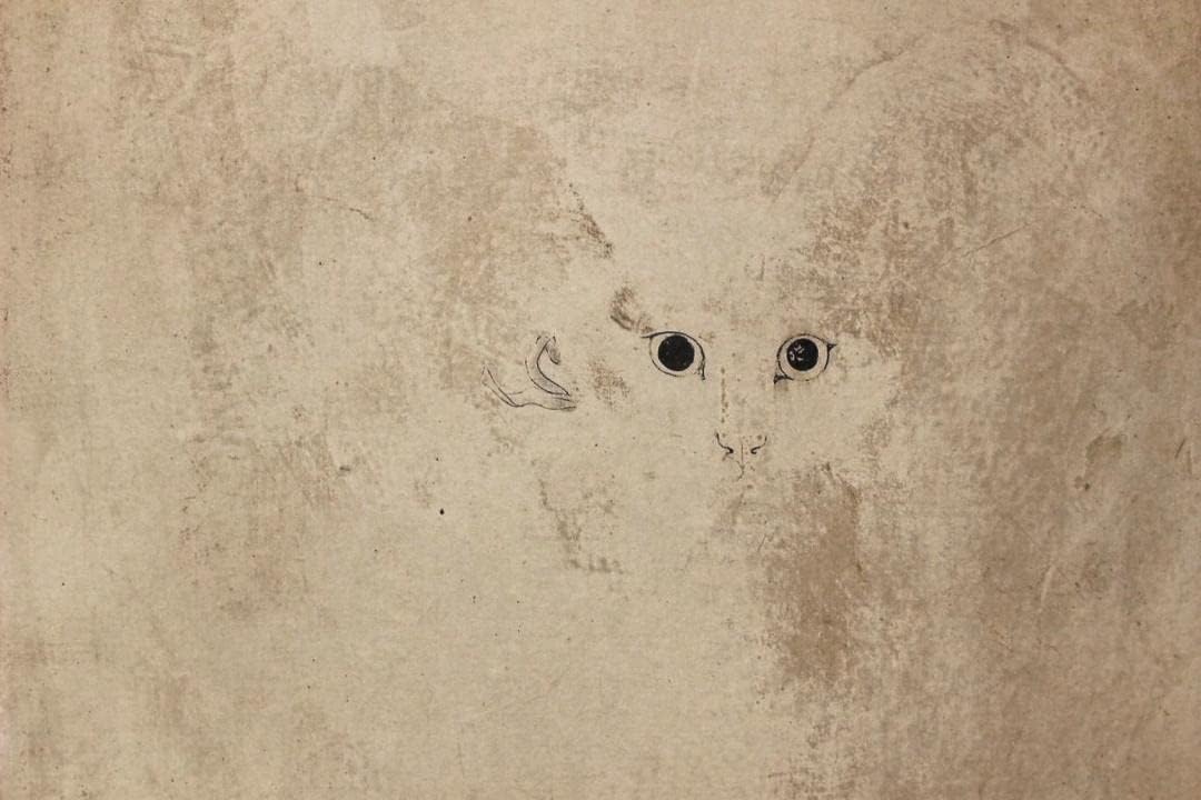 □真作□藤田嗣治 「白い猫」 石版画（リトグラフ） サインと印譜入