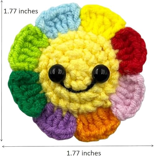 Miniatura 3 de Regalos de Navidad de ganchillo, hecho a mano lindo ganchillo bolsillo Hug Token, regalos pequeños, tarjetas de felicitación, Rainbow Sunflower