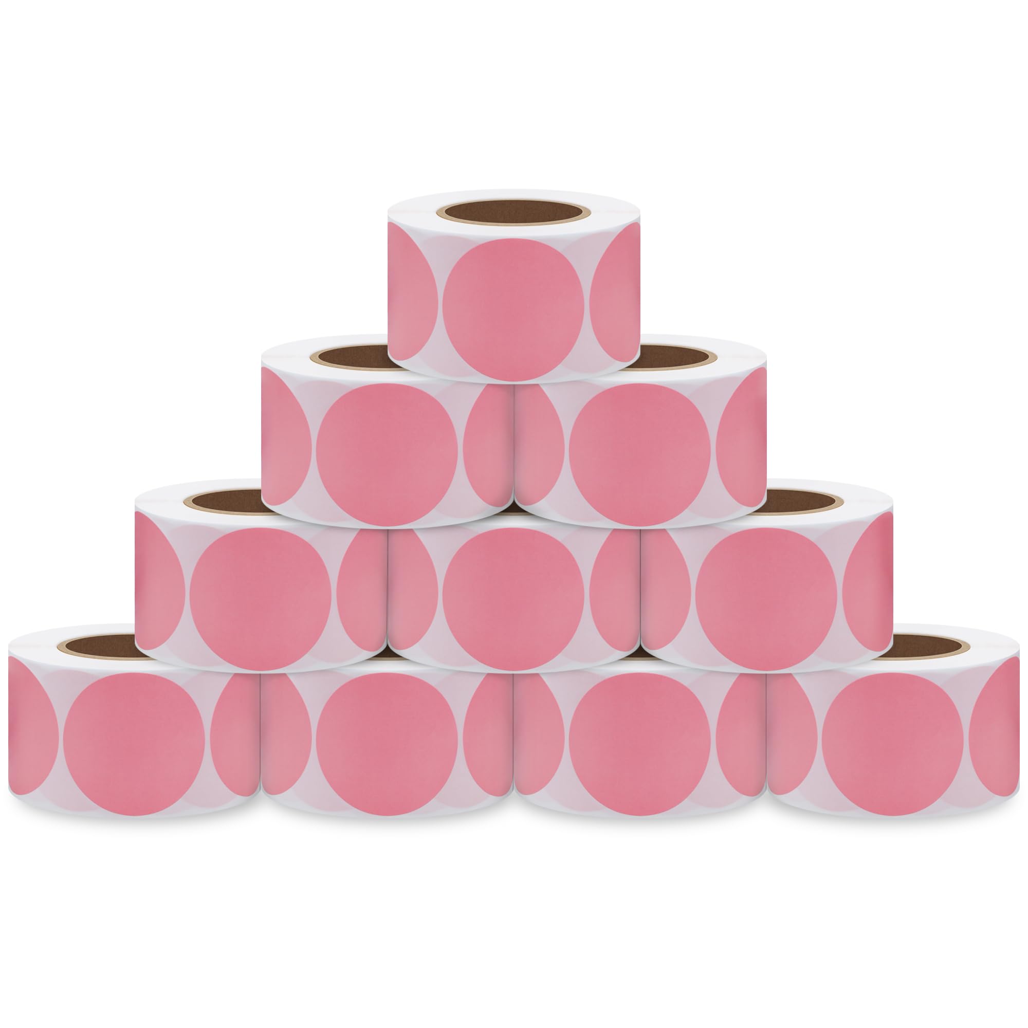 Hylabelest 2 Inch Thermal Direct Labels, Self-Adhesive Color-Coding Multi-Purpose Round Thermal Stickers for Business Pink, 750 Labels per Roll(10 Rolls)