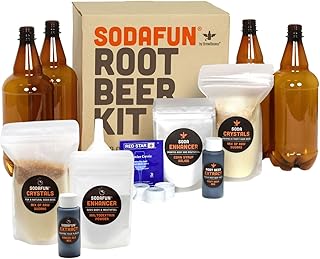 SodaFun - Classic Root Beer Bonus kit with Bottles - Complete Starter Kit, Equipment and Supplies Plus a Bonus Recipe - Includes (2) 1 Gallon Batches