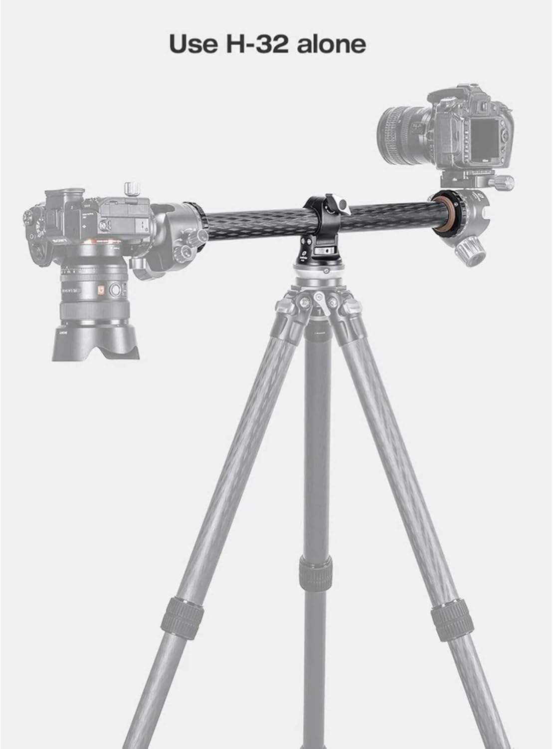 Leofoto H-32 Horizontal Carbon Fiber Stereo 2 Camera Mount Column CF