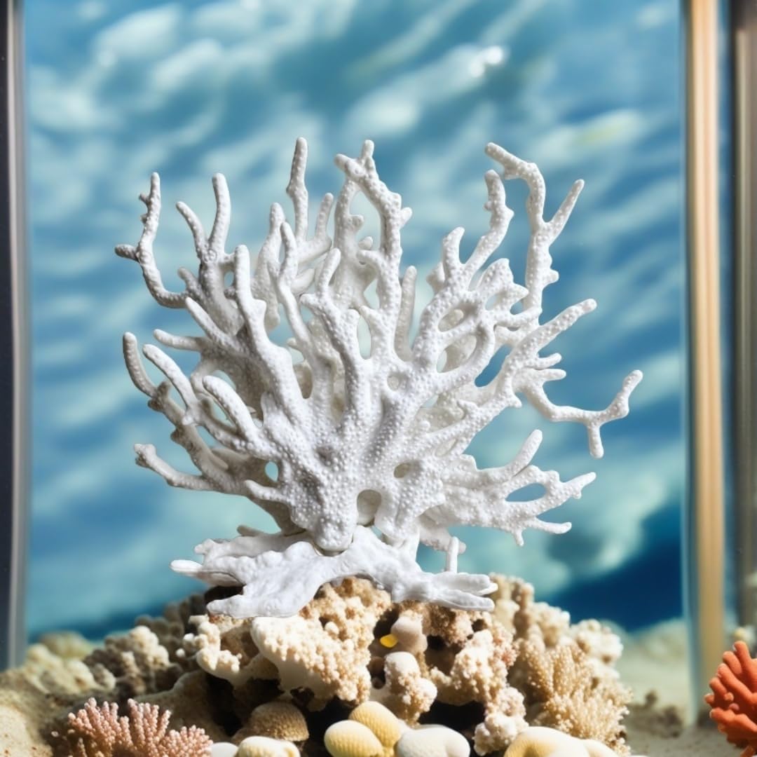 corallo decorativo decorazioni acquario - piante acquario e corallo in resina per acquari d'acqua dolce - accessori (bianco)