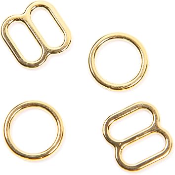 Porcelynne Premium Quality Gold Metal Alloy Replacement Bra Strap Slide and Ring Set - 1/4" 7mm Opening - 2 Rings - 2 Slides