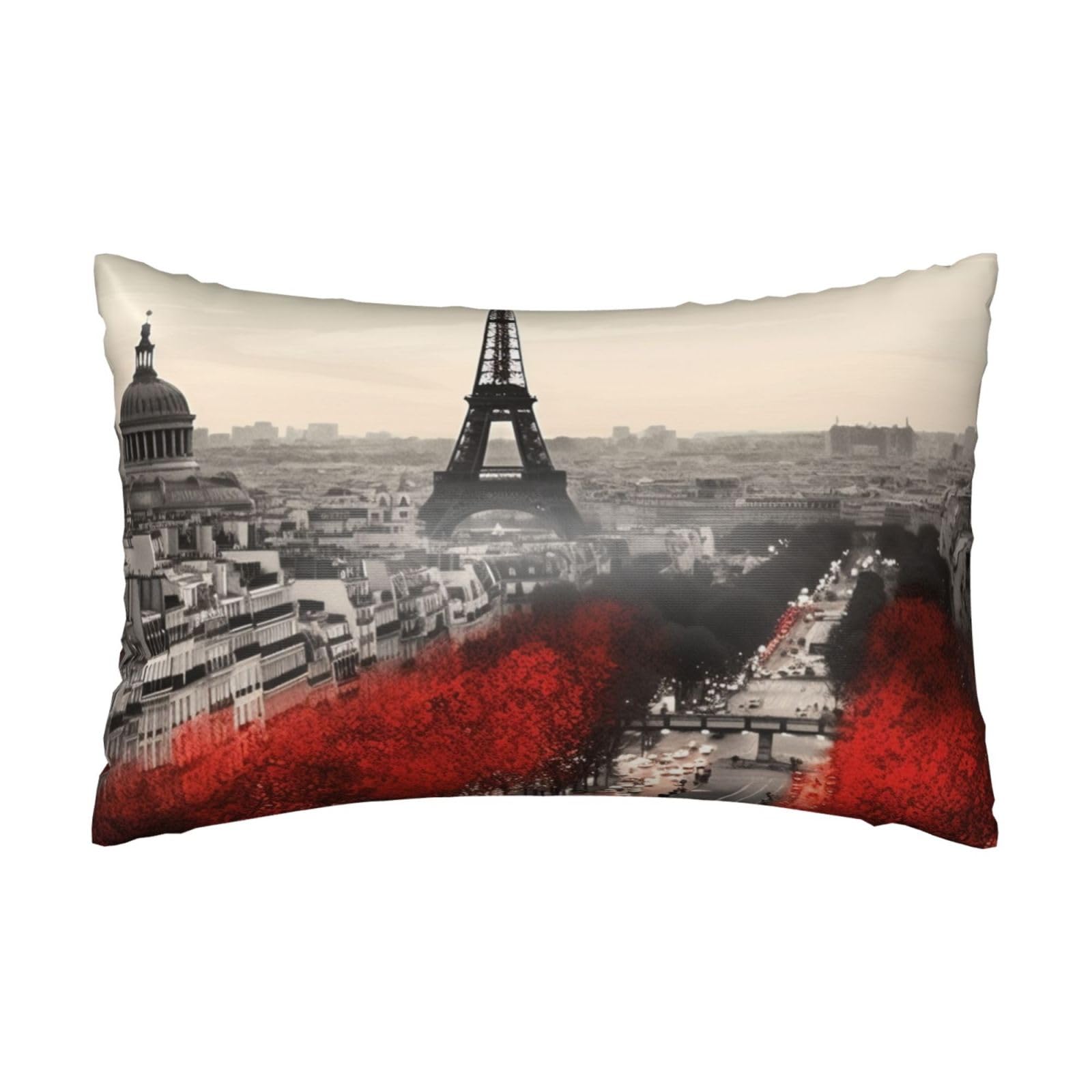 Satin Pillowcase for Hair and Skin, Paris Pillow Case Queen Size 20x30 Inches, Cooling Silky Pillowcases with Zipper Ultra Smooth and Soft Pillow Cover for Sleeping