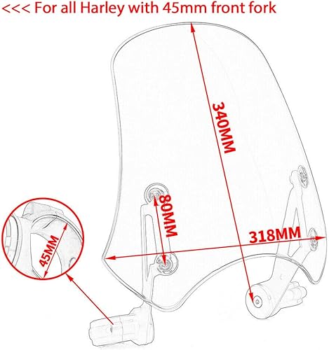Miniatura 8 de Parabrisas para motocicleta, deflectores de viento, protector de visera con soporte universal para Ha-rley Dyna Iron 883 Softail Sportster 883