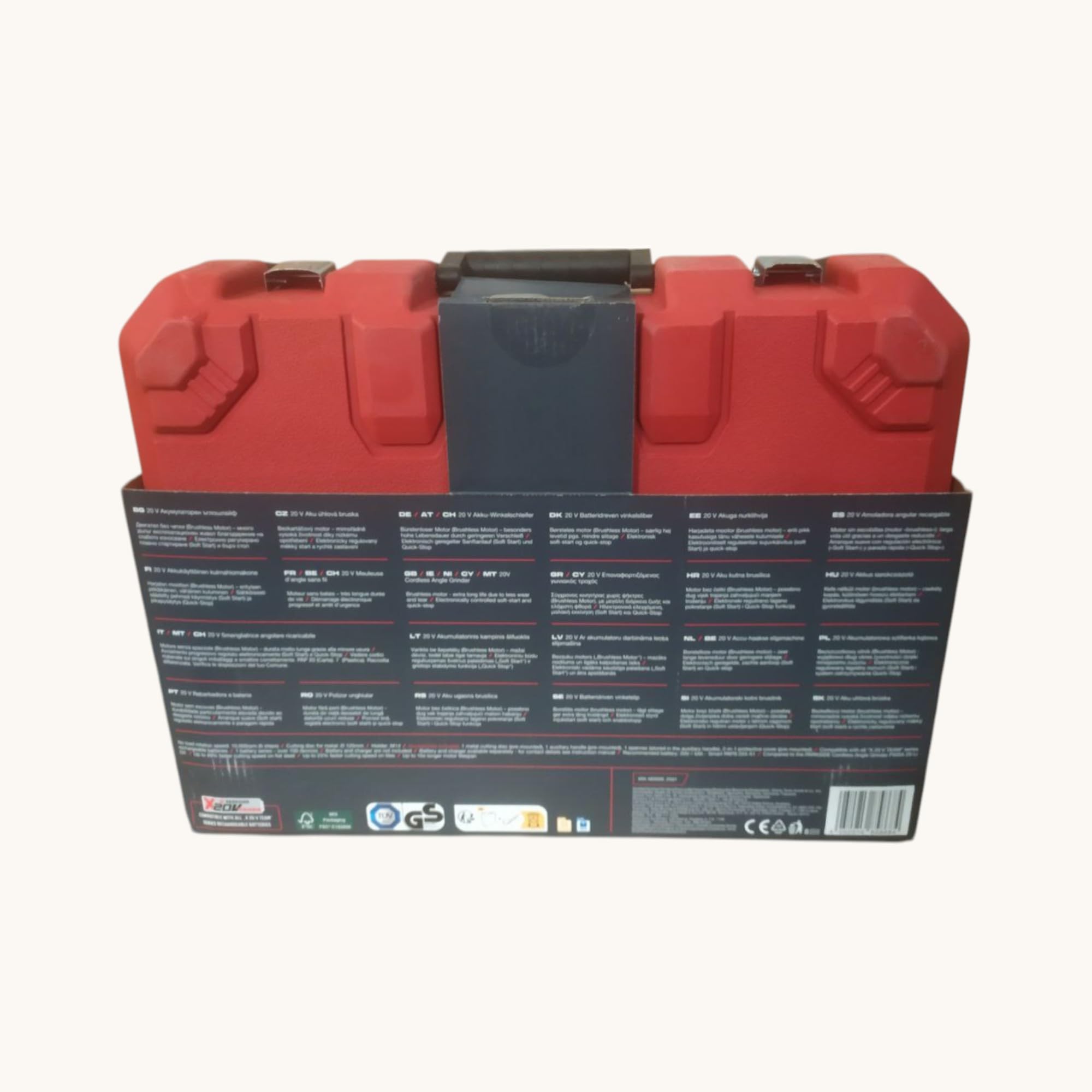Parkside - Smerigliatrice angolare senza fili, Parkside Performance X20V PWSAP 20, senza spazzole/brushless, senza batteria, senza caricabatterie, con valigetta per il trasporto