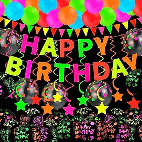 HOWAF Neon Birthday Party Decorations Set Cover