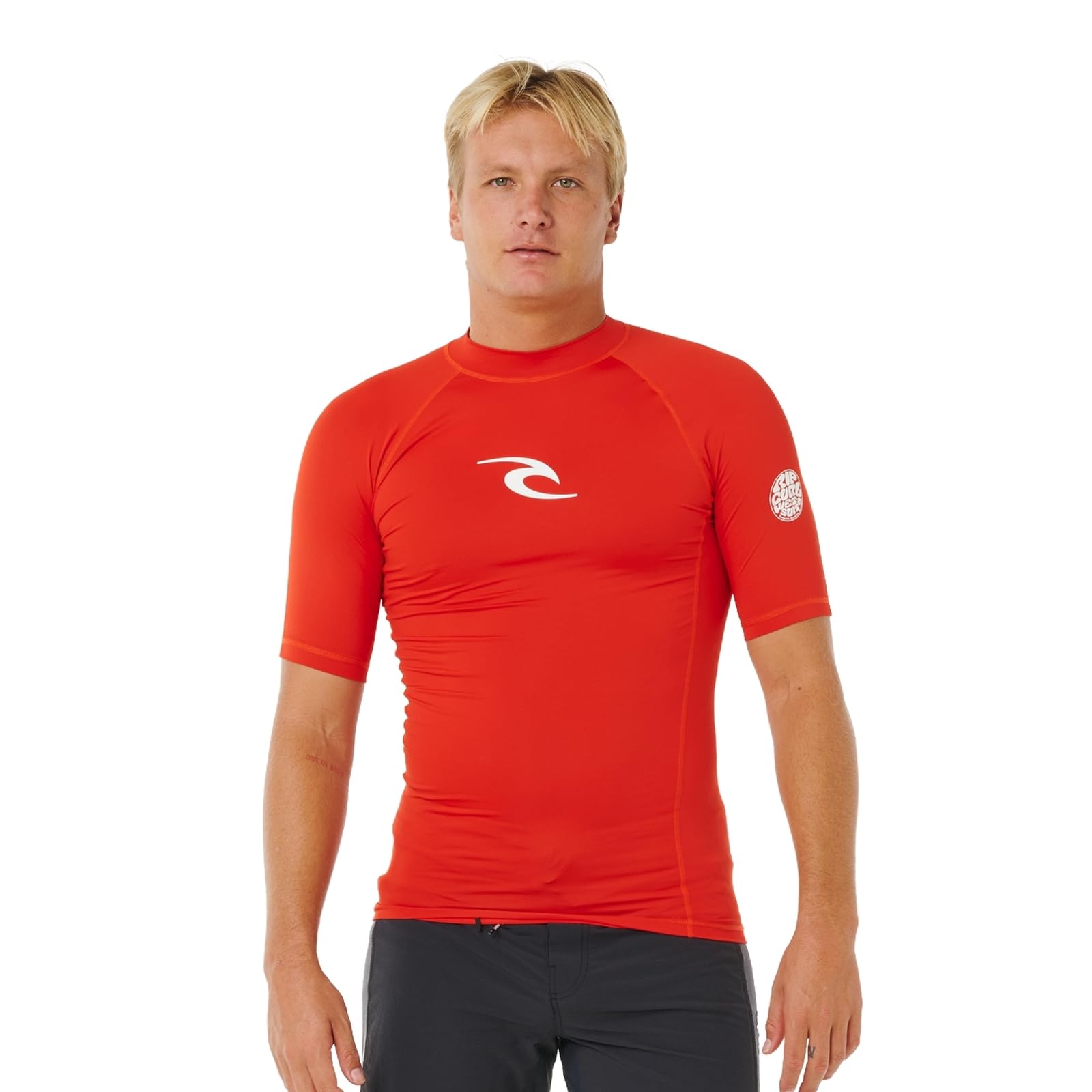 Ripcurl Men's Lava Red Rip Curl Waves Short Sleeve Rash Vest  40 L