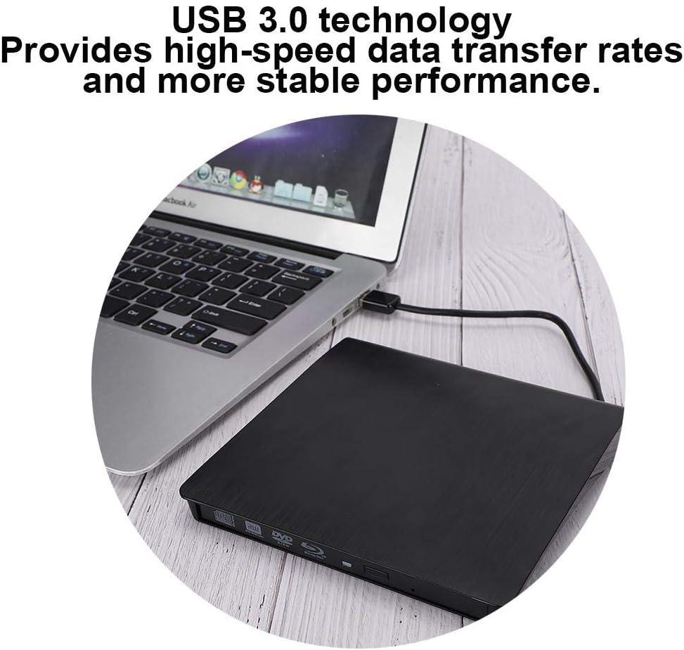 Wendry Optical Drive Enclosure USB 3.0 External Box for CD/DVD/Blu ray ODD HDD Interchanger Housing, Compatible with Laptop Desktop (Black)