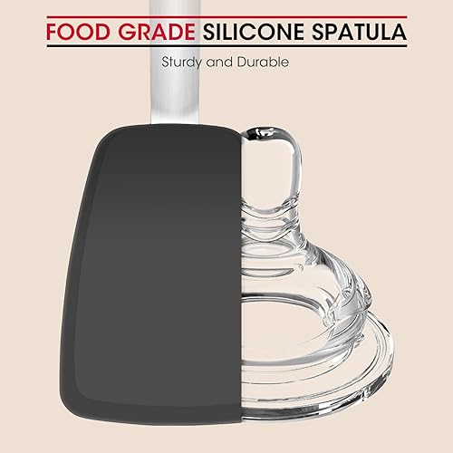 Miniatura 8 de Unicook Espátula de silicona flexible, 2 unidades, espátula resistente al calor de 600 F para utensilios de cocina antiadherentes, utensilios de