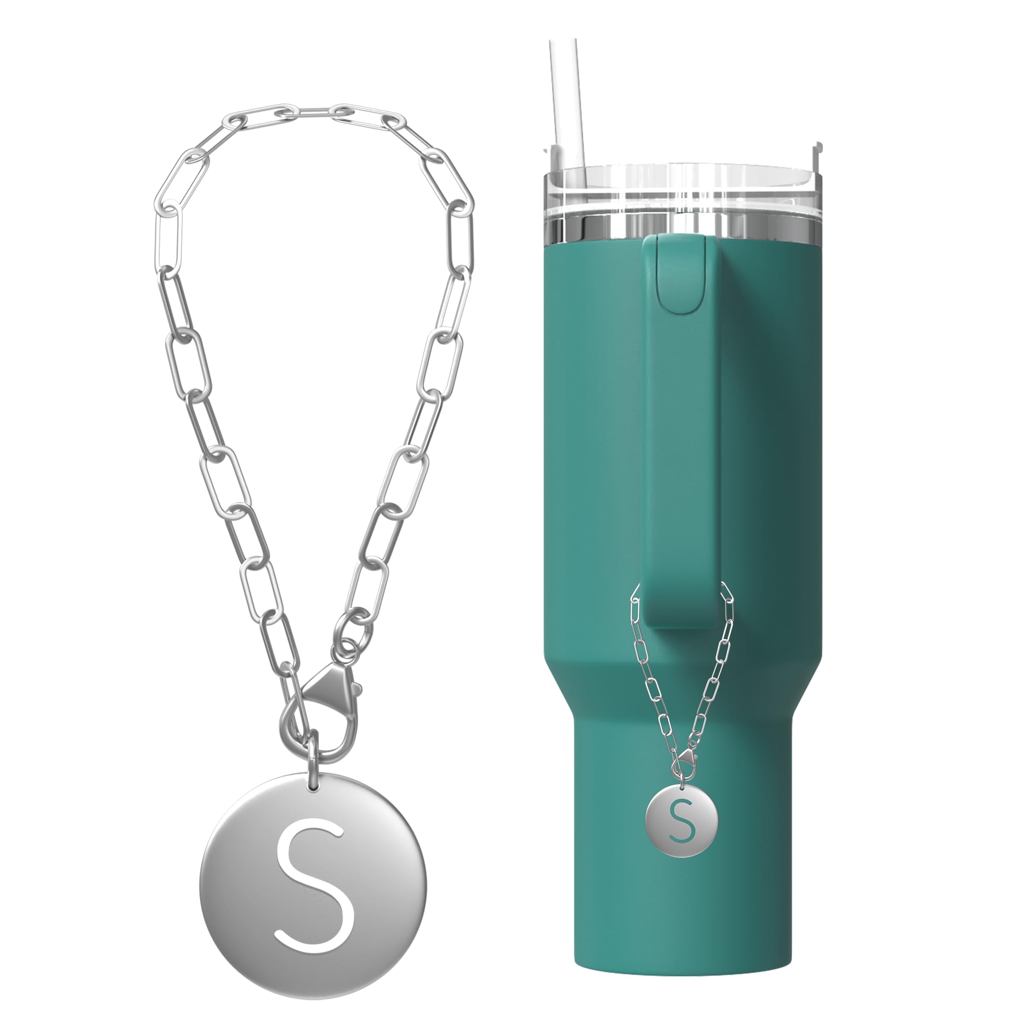 TMNOVO Stanley Accessories Charms Silver Stanley Accessories 40 oz A-Z Letter Charm for Stanley Cup Tumbler Accessories Compatible with Yeti & Hydro