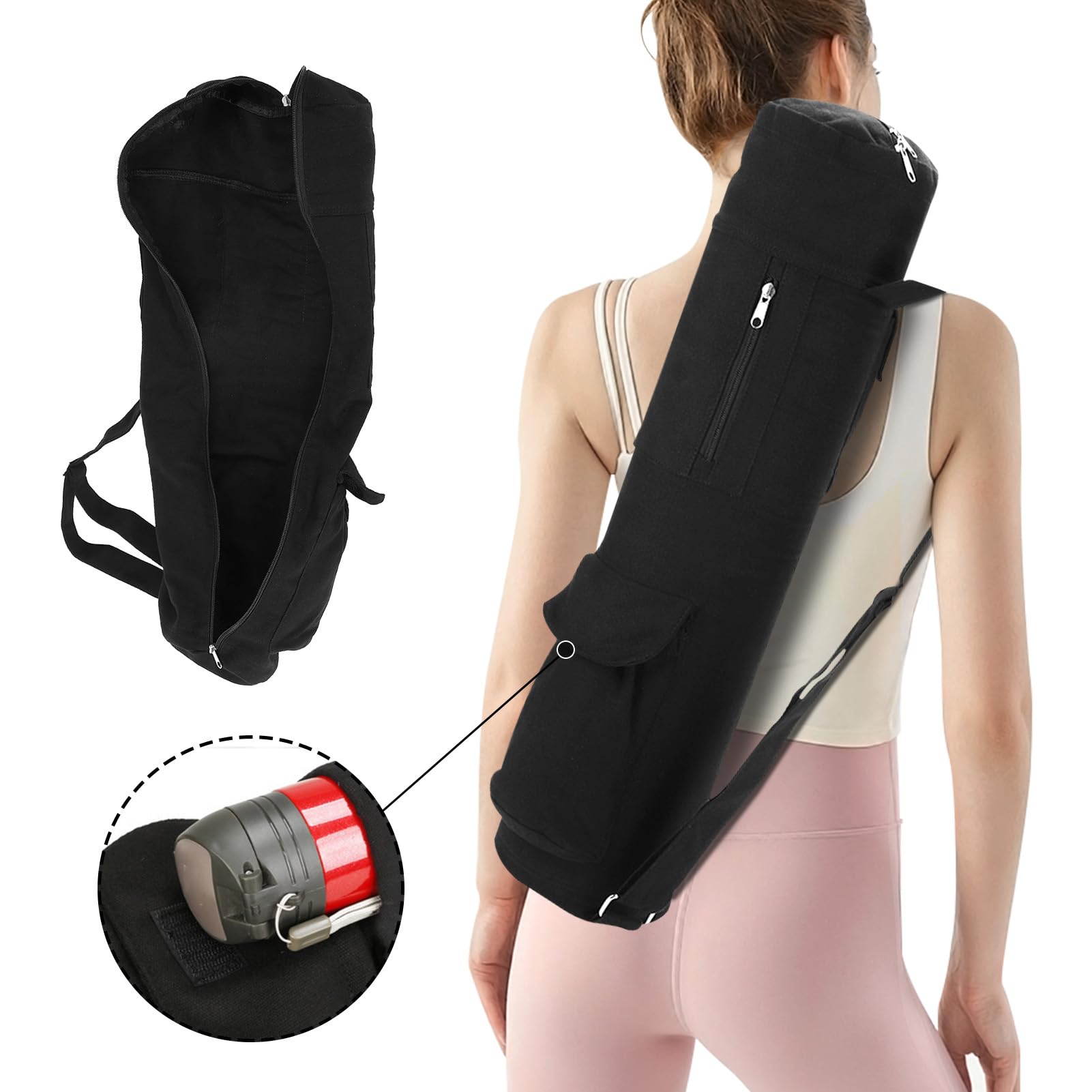 Borsa Per Tappetino da Yoga Borsa Per Tappetino da Yoga in Tela Borsa da Yoga Multifunzionale Zaino da Trasporto Per Yoga con Cinturino Regolabile Per Riporre Tappetini da Yoga
