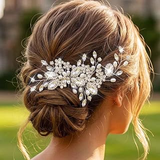 Yean Rhinestone Wedding Hair Comb Silver Bridal Hair Accessories for Women (Silver)