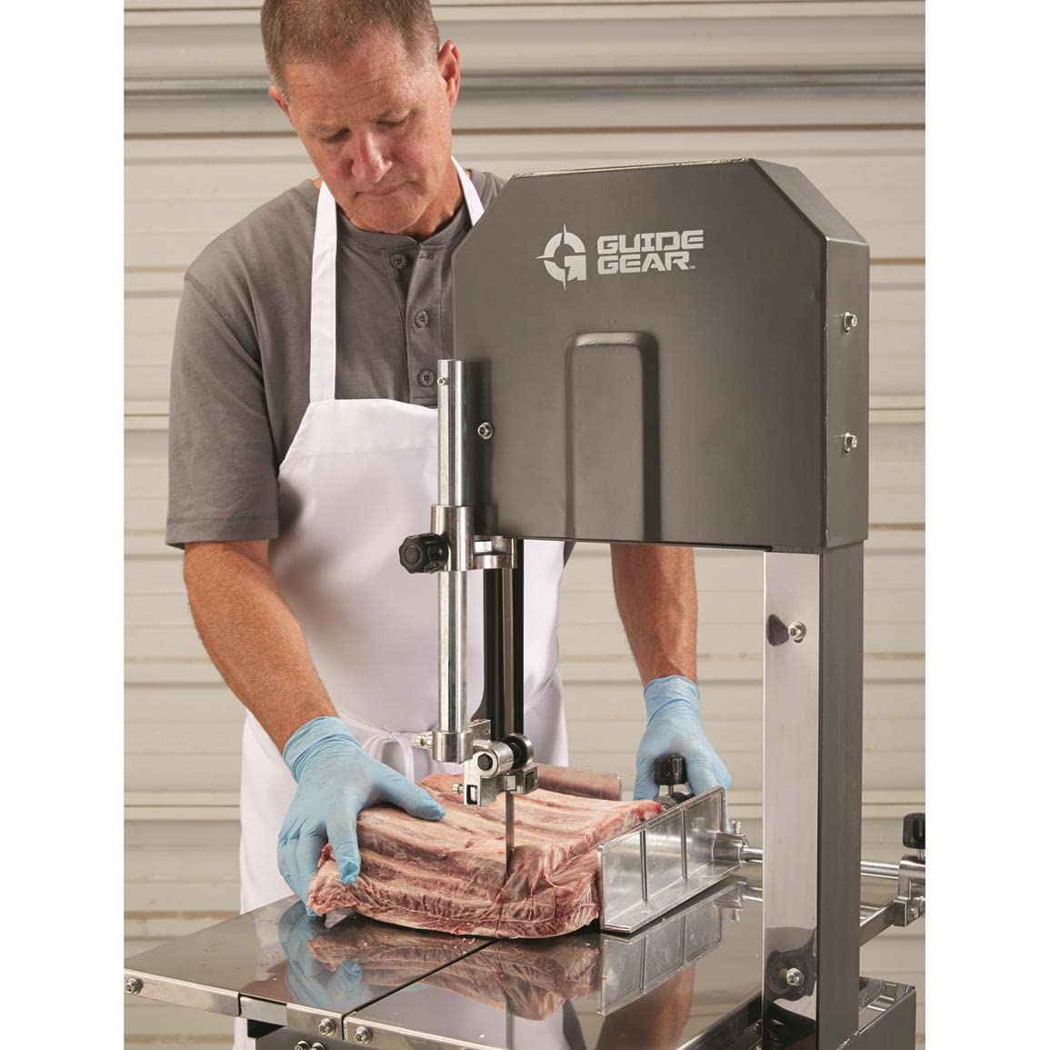 Guide Gear Electric Meat Cutting Bandsaw with Grinder Machine for Butchering, Butcher Saw Cutter and Grinding Equipment