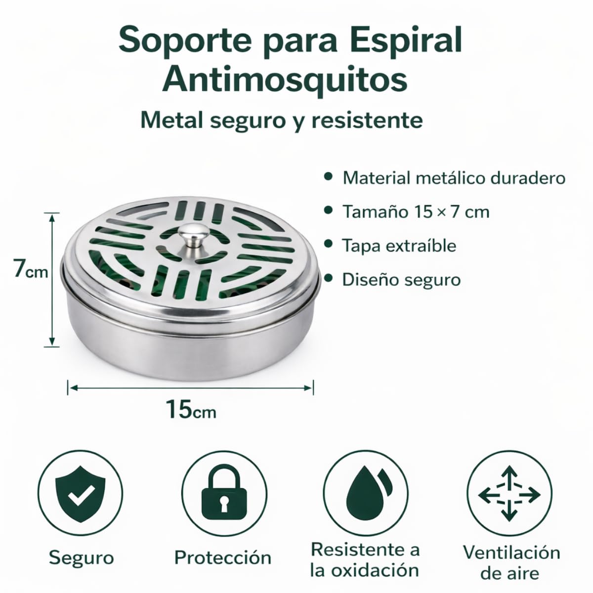 Soporte Metálico con 10 Espirales Antimosquitos con Citronela y Limón, Espirales Citroela Antimosquitos, Repelente Citronela | Protección Exterior 6-8 Horas, Protección Natural, Aroma Agradable — view 2