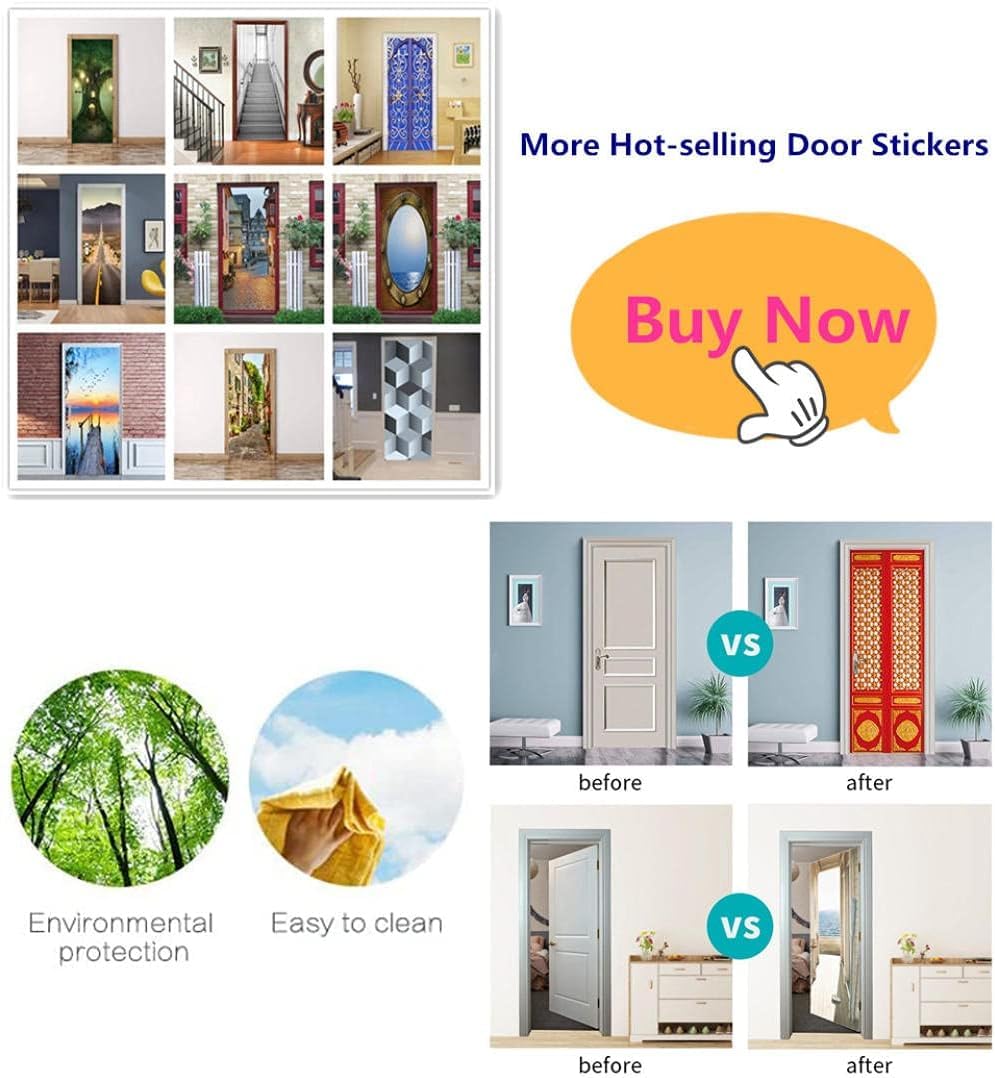 JFEDMN Adesivo Per Porte 3D Per Porte Interne, 90X210Cm Fiori Bianchi Alla Moda Fotomurali Autoadesivi Per Porte In Vinile, Carta Da Parati Soggiorno Cucina Camerette Art Applique