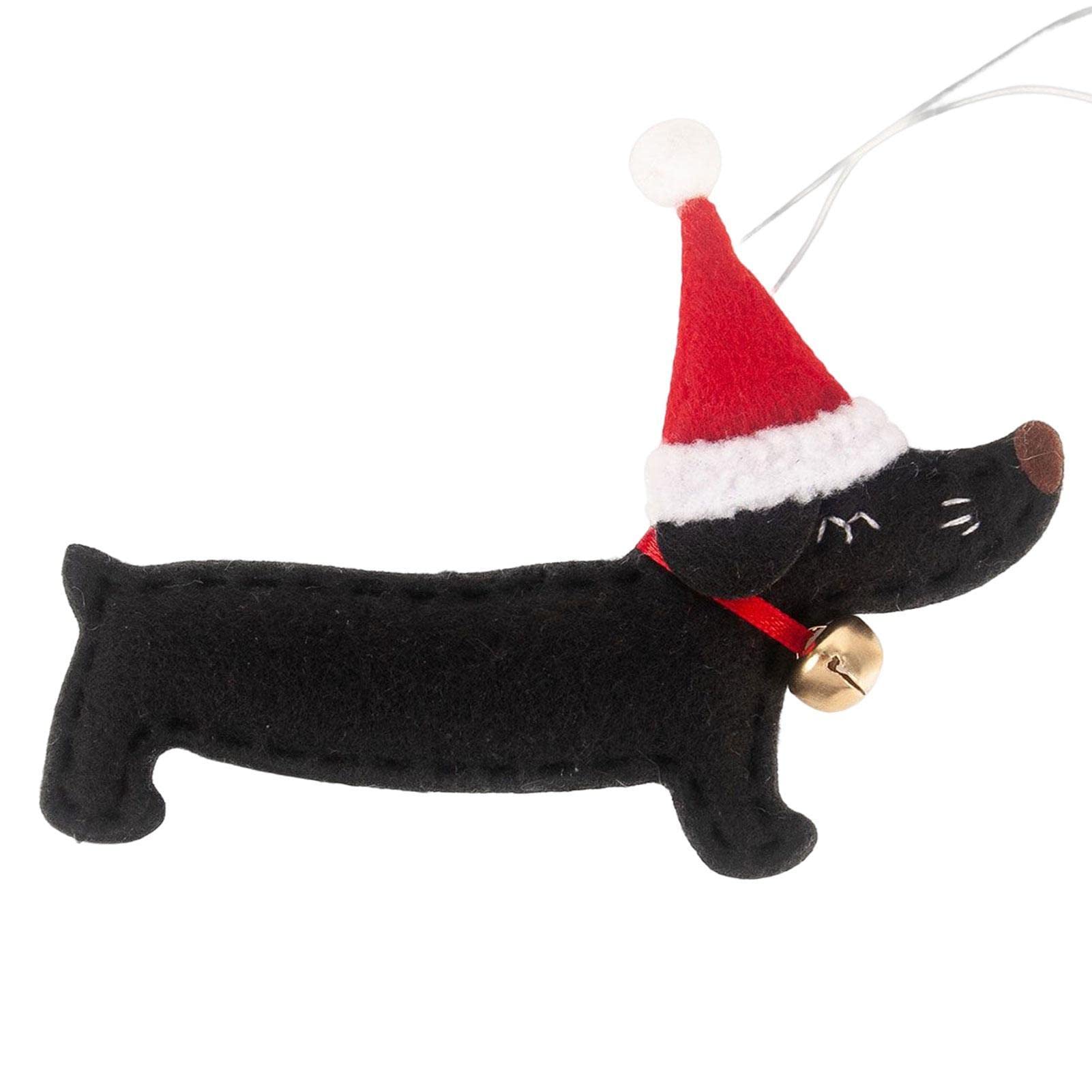 Chien Noël Père Noël Décoration Noël Teckel - 7 Pendentifs Sapin