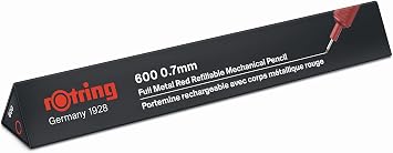 rOtring 600 Mechanical Pencil | HB 0.7 mm | Red All-Metal Body | Hexagonal Barrel