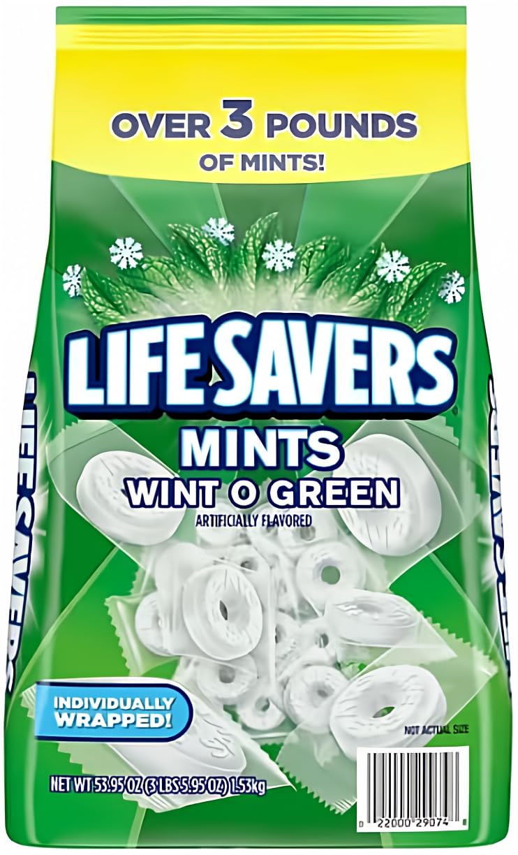 LifeSavers Wint O Green Breath Mints Bulk Hard Candy Candies 53.95 oz (3.3 lbs)