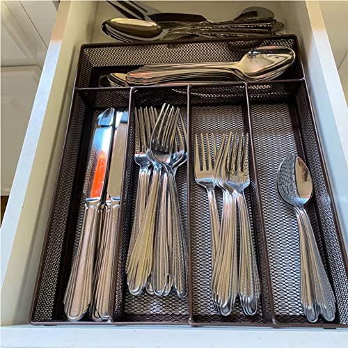 Coswe Silverware Tray For Drawer, Silverware Organizer, Metal Drawer Organizer Kitchen Utensils With Foam Feet Multi Compartments Cutlery Organizer In Drawer #TOP6