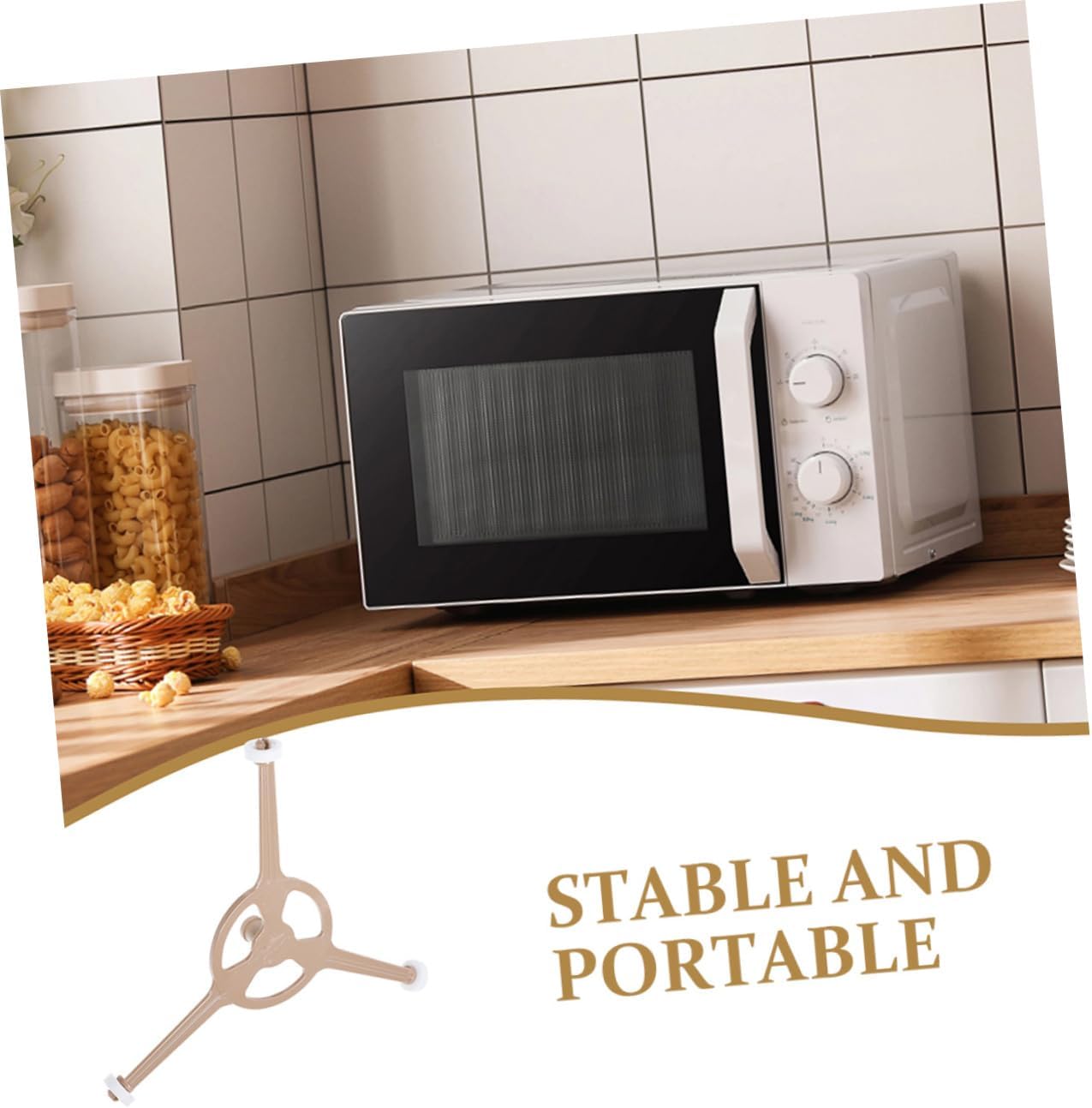 2pcs Microwave Turntable Holder with Triple Arm PVC Beige