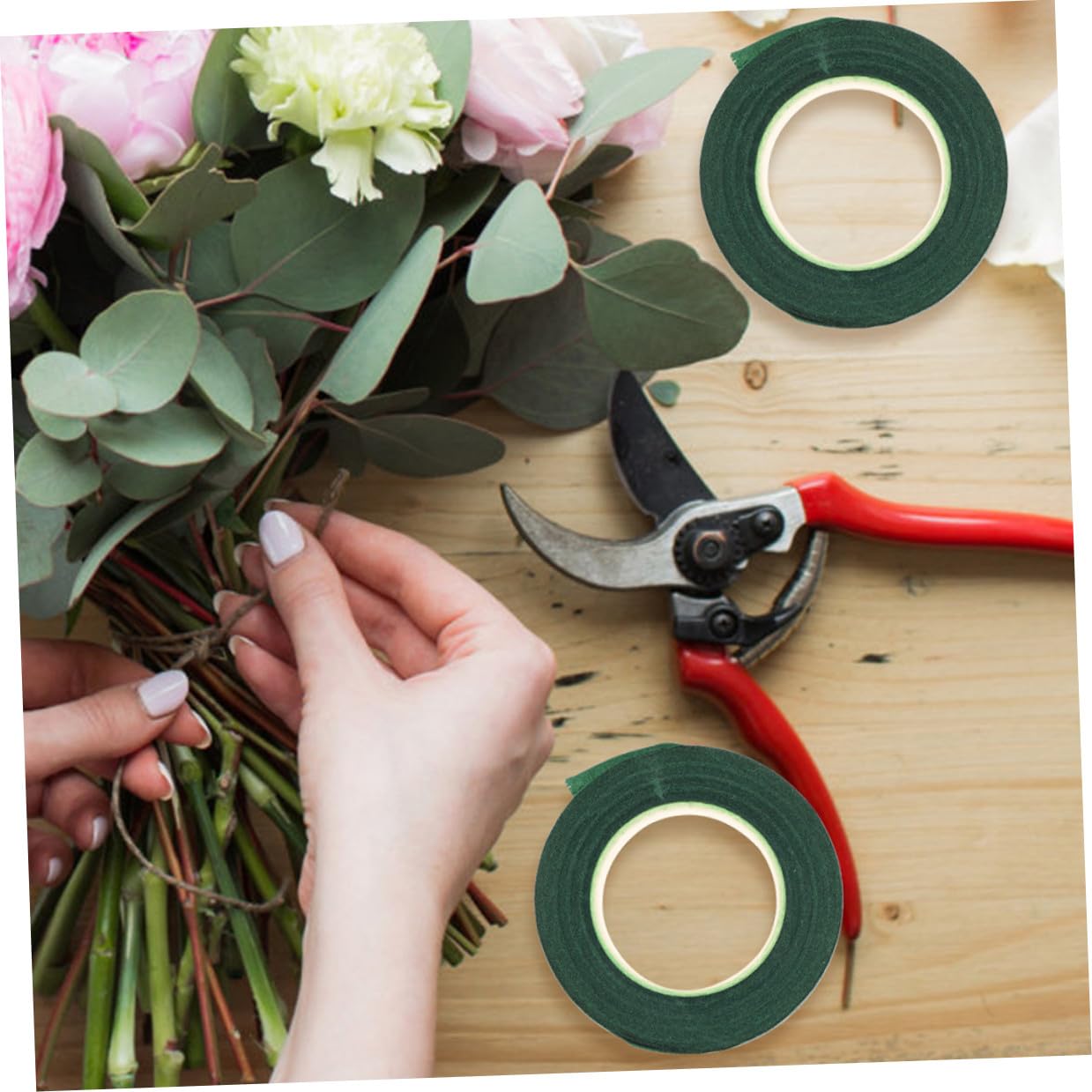 12 Rolls Floral Tape and Flower Stem Wrap Tape Deep Green 12mm X 30 Yards for Bouquet Wrapping and Floral Arrangements DIY Craft Supplies