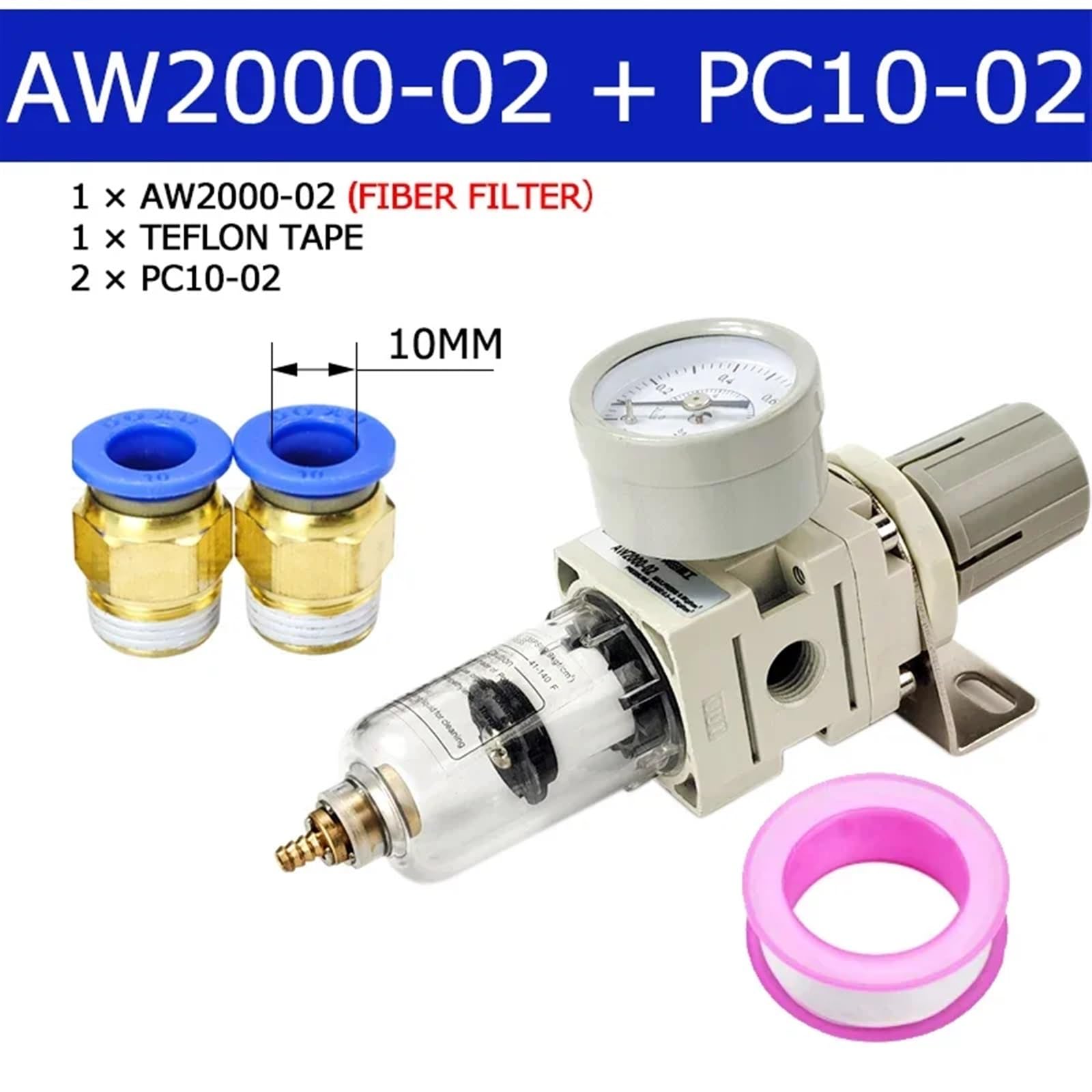 AW2000-02 sprężarka pneumatyczna filtr powietrza oczyszczanie filtry regulator ciśnienia separator oleju(AW2000-02 F PC12-02)