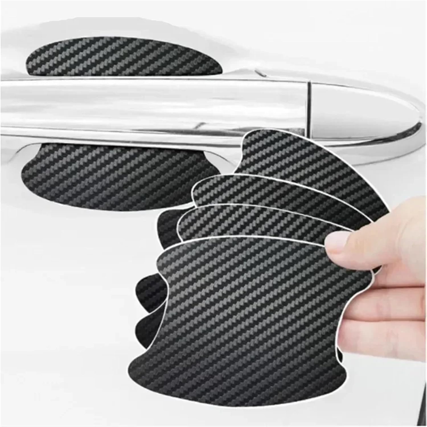 4PCS Car Door Handle Sticker Car Sticker Antiscratch Sticker Carbon Fiber(Blue)