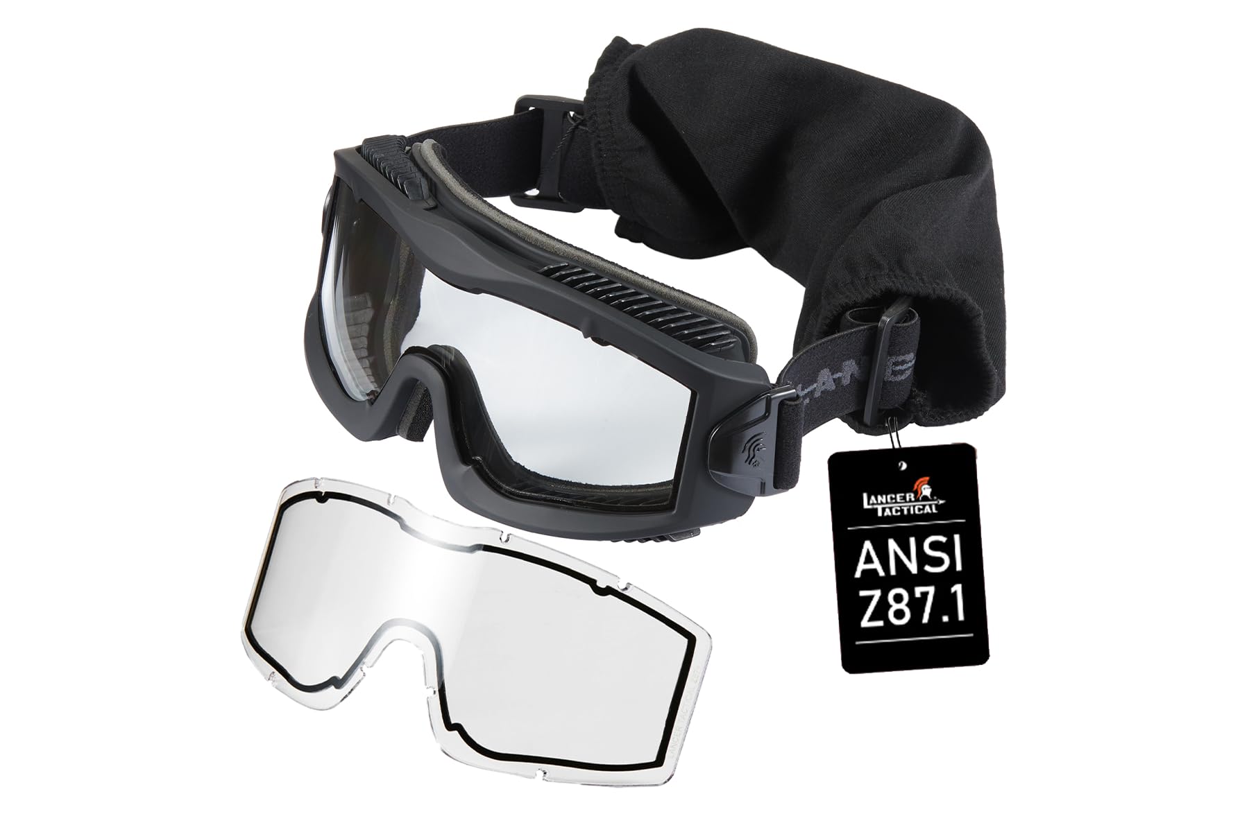 Lancer Tactical AERO Airsoft Tactical Safety Goggles ANSI Z87.1-Anti-Fog Glasses with Extra Clear Lens for Hunting, Paintball, Cycling