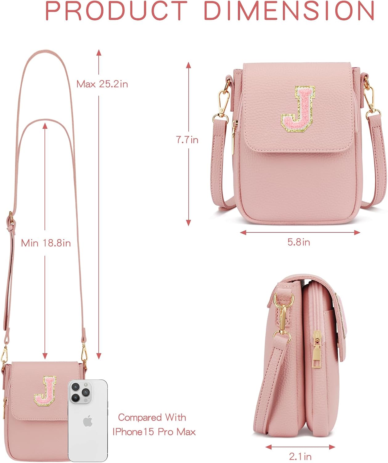 Gift for Girls Small Initial Crossbody Bag for Teens Vegan Leather Cell Phone Kids Purse