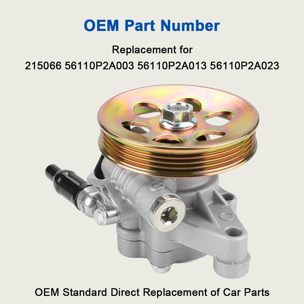 Power Steering Pump with Pulley Compatible with Honda Civic L4 1.6L 1996-2000, CR-V L4 2.0L 1997-2001, Acura EL L4 1.6L 1997-2000 Replacement for 215066 56110P2A003 56110P2A013 56110P2A023