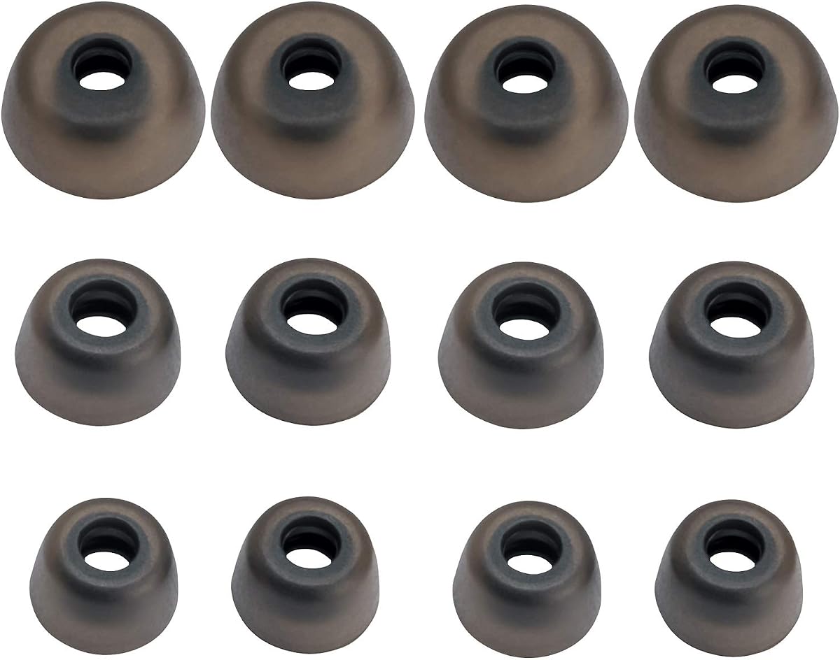 12 PCS Replacement EarGels Ear Gels Ear Buds Tips Compatible with Jabra Elite 65t Earbuds/Jabra Elite Active 65t Earbuds / 75t Earbuds, S/M/L 3 Size 6 Pairs, Gray 65t Tips