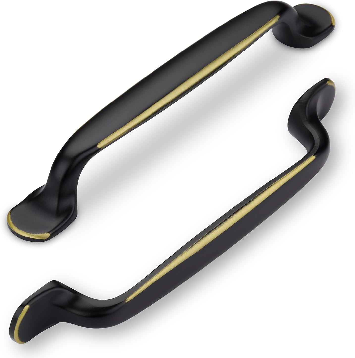 SYZOW 6 Pieces Furniture Handles Black Brass, Kitchen Furniture Handles 128 mm Handles for Kitchen Cabinet Handles