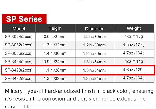 Miniatura 2 de Sunwayfoto SP-3428 - Juego de 2 anillos de alcance de 1.339 in de alto, 1.102 in de diámetro, riel Picatinny compatible con miras telescópicas