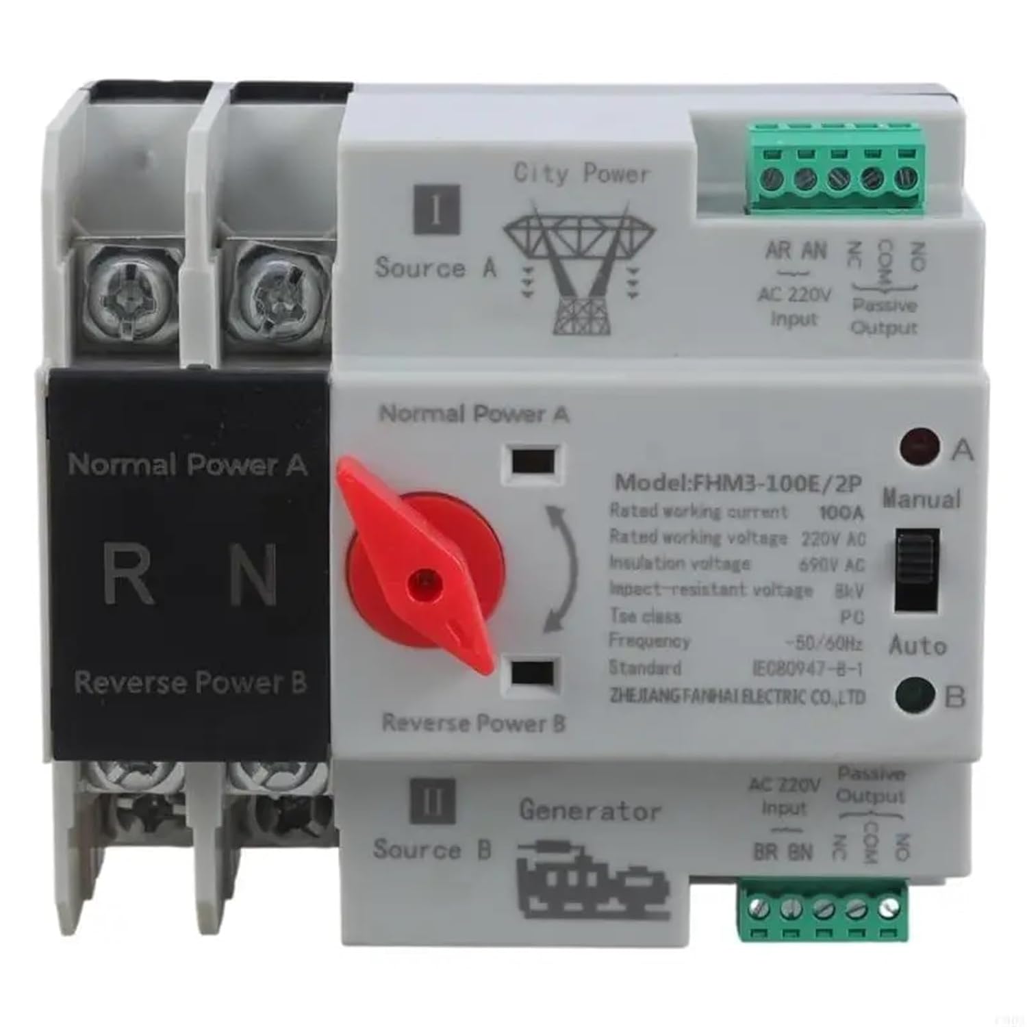 C90A 2P 100A Double Power Transfer Switches Electrical Selector Switches