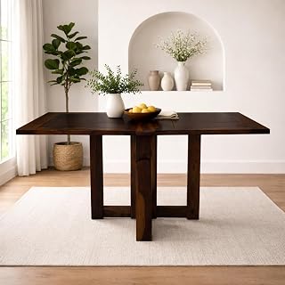 Angel Furniture Solid Sheesham Wood Foldable Dining Table Compact Design (Plain Top, Walnut Finish) Price In India