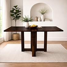 Angel Furniture Solid Sheesham Wood Foldable Dining Table Compact Design (Plain Top, Walnut Finish)