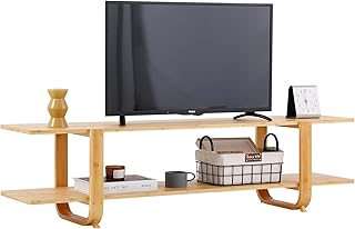 Welnow Bamboo TV Stand for Up to 65 Inch, Mid Century Modern Entertainme...