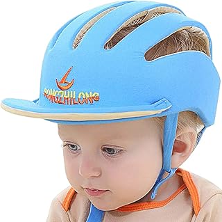 IULONEE Baby Helm Kleinkind Schutzhut Kleinkind Kopfschutz Baumwolle Hut Kleinkind Verstellbarer Schutzhelm (Cap with Brim...