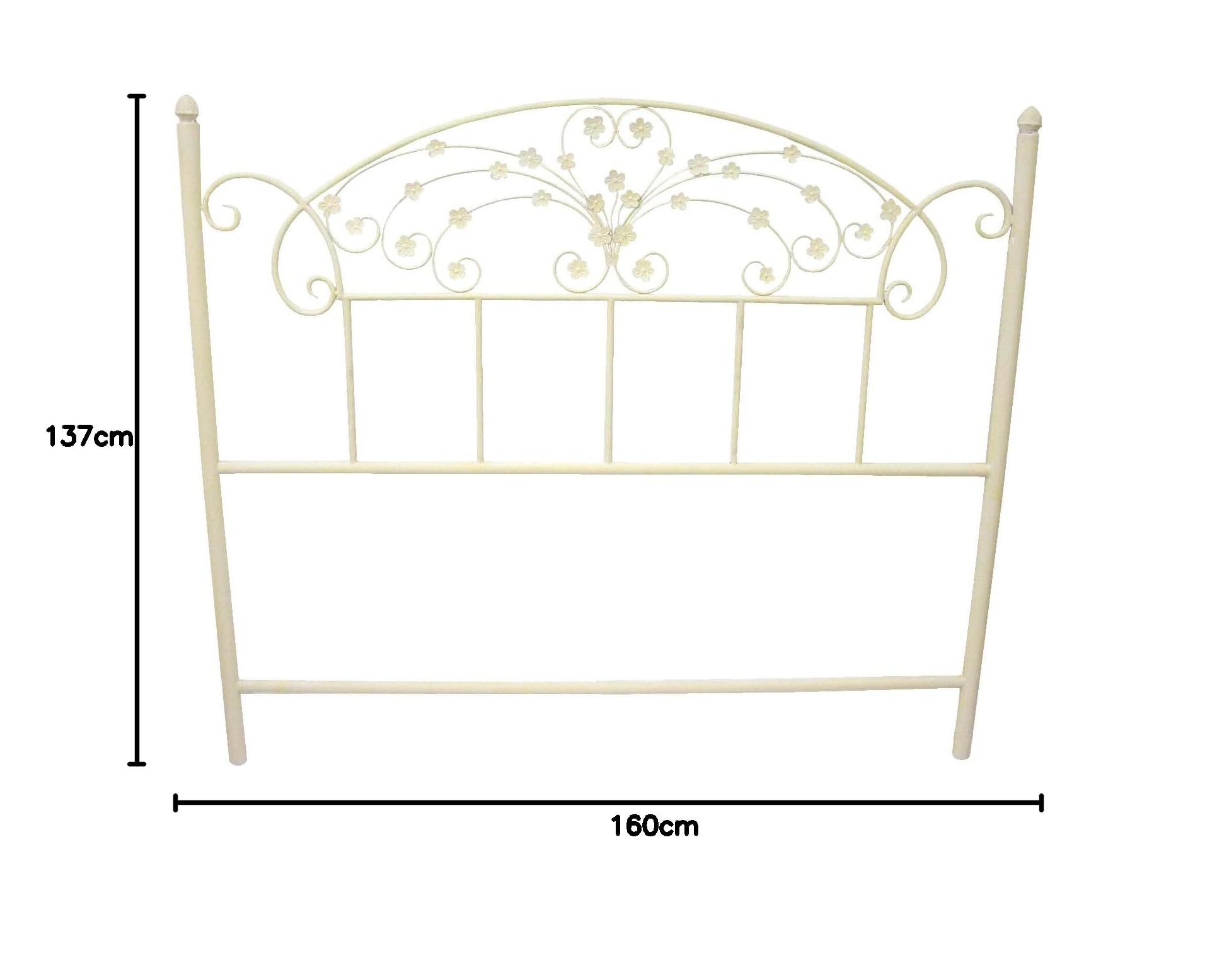 Cabezal CABECERO Hierro FORJA para Cama 150 CM Margarita Crema Blanco Hueso