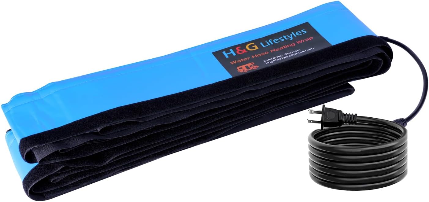 H&G Lifestyles 25ft Heated RV Water Hose Sleeve,Heating Cover for Garden Hose, RV Winter Insulation Must Have, Insulated Skirting Freeze Protection, Fit 5/8" 3/4" Water Hose