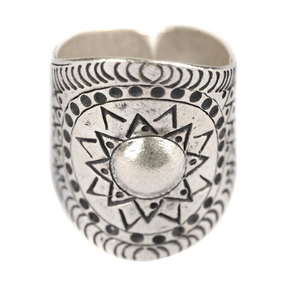 81stgeneration Karen Hill Tribe Anelli in Argento per Donna | Anello Largo e Regolabile in Argento Puro 999 per il Pollice | Gioielli Tribali Fatti a Mano | Disegno del Sole in Stile Azteco