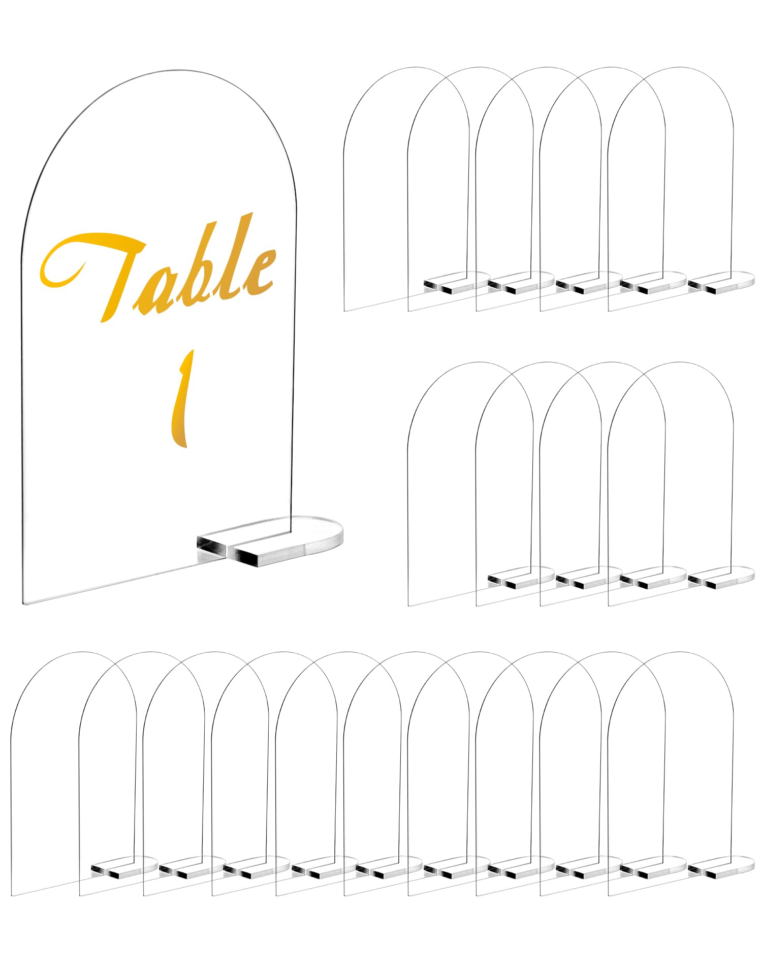 QWORK® 20 Piezas Números de Mesa de Acrílico para Bodas, Recepción, Soporte de Vidrio Acrílico, Decoración de Fiesta de Cumpleaños de Boda - 10 x 15 cm