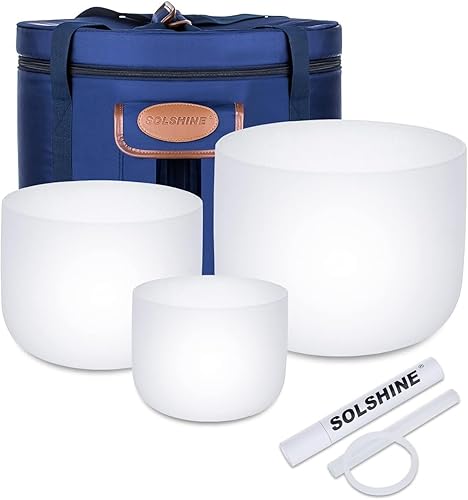 Miniatura 38 de SOLSHINE Juego de 7 cuencos de cristal de 6 a 12 pulgadas para curación de sonido con 2 fundas de carring gratis, mazo de cristal y reparador de 7
