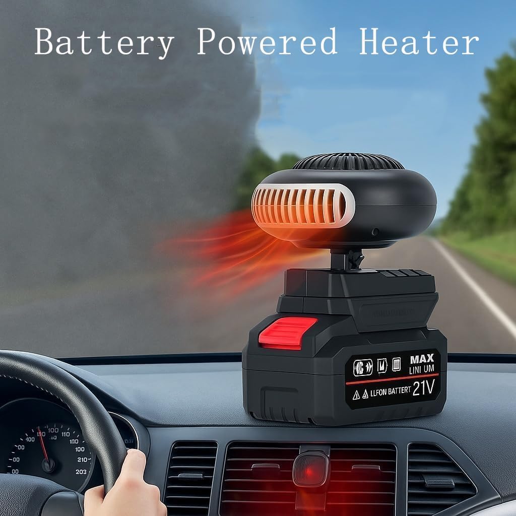 Battery Powered Heater, Rechargeable Heaters for Indoor Use, Heat for Power Outage, Universal 18-21V, Ultra-Light/Ultra-Powerful/360-Degree Rotation/Anti Tilt Design (5 battery*1)