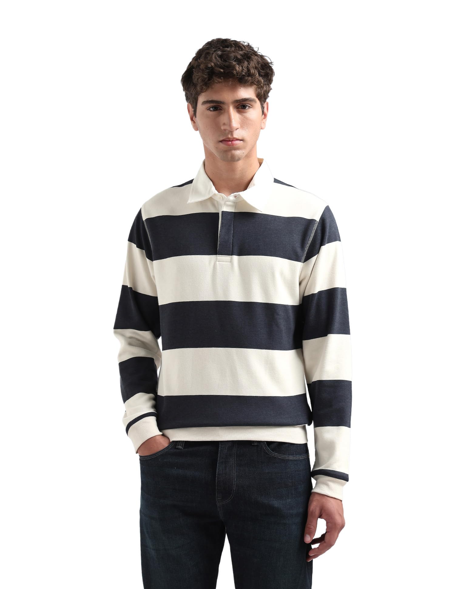Flying Machine Men's Regular Fit Sweatshirt| Striped-picture-11