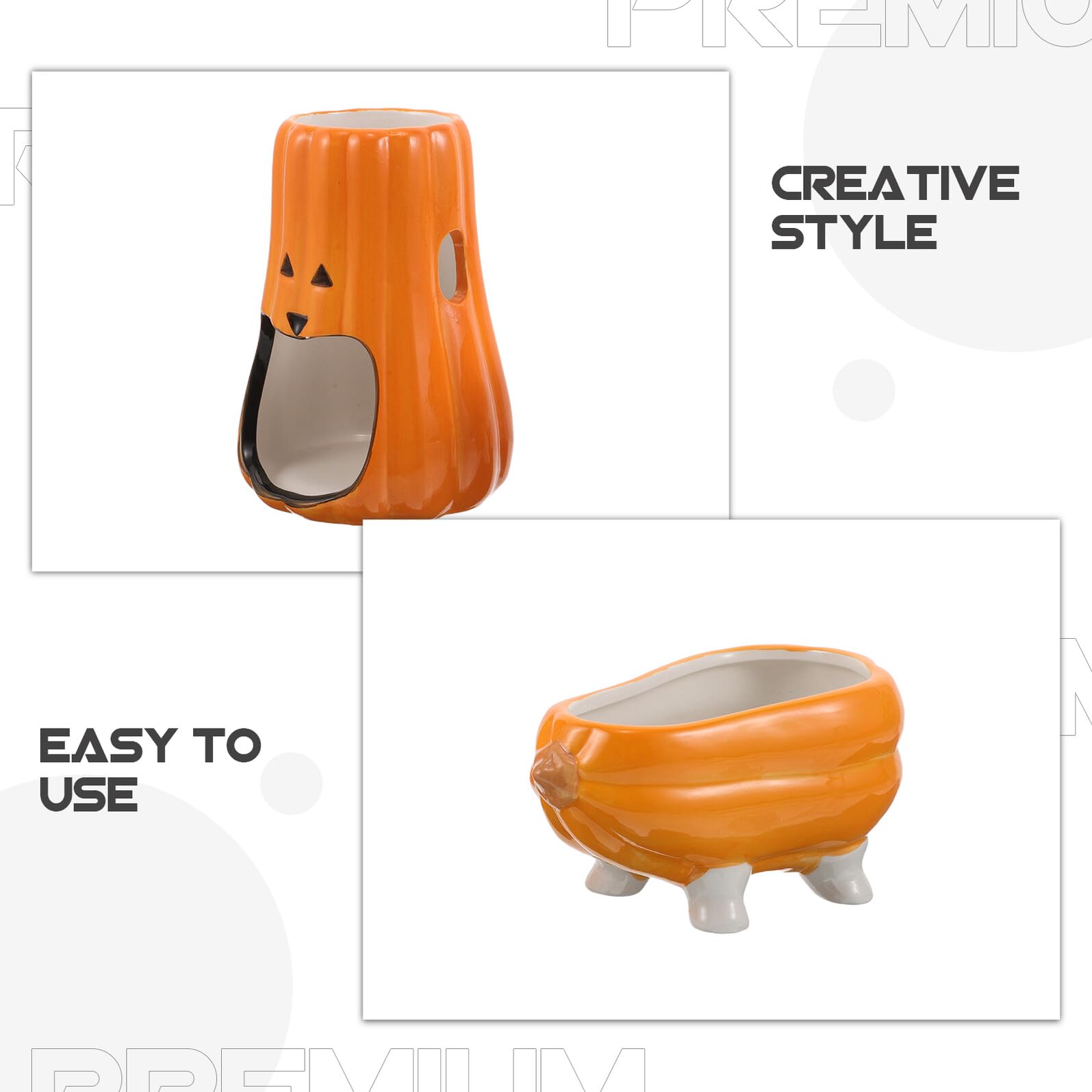 Keramik Hamster Wasserflasche Ständer mit Futternapf Pumpkin Design Stabiler Trinkflaschenhalter für Kleine Haustiere Wie Hamster Meerschweinchen Nagetiere Antikipp Basis