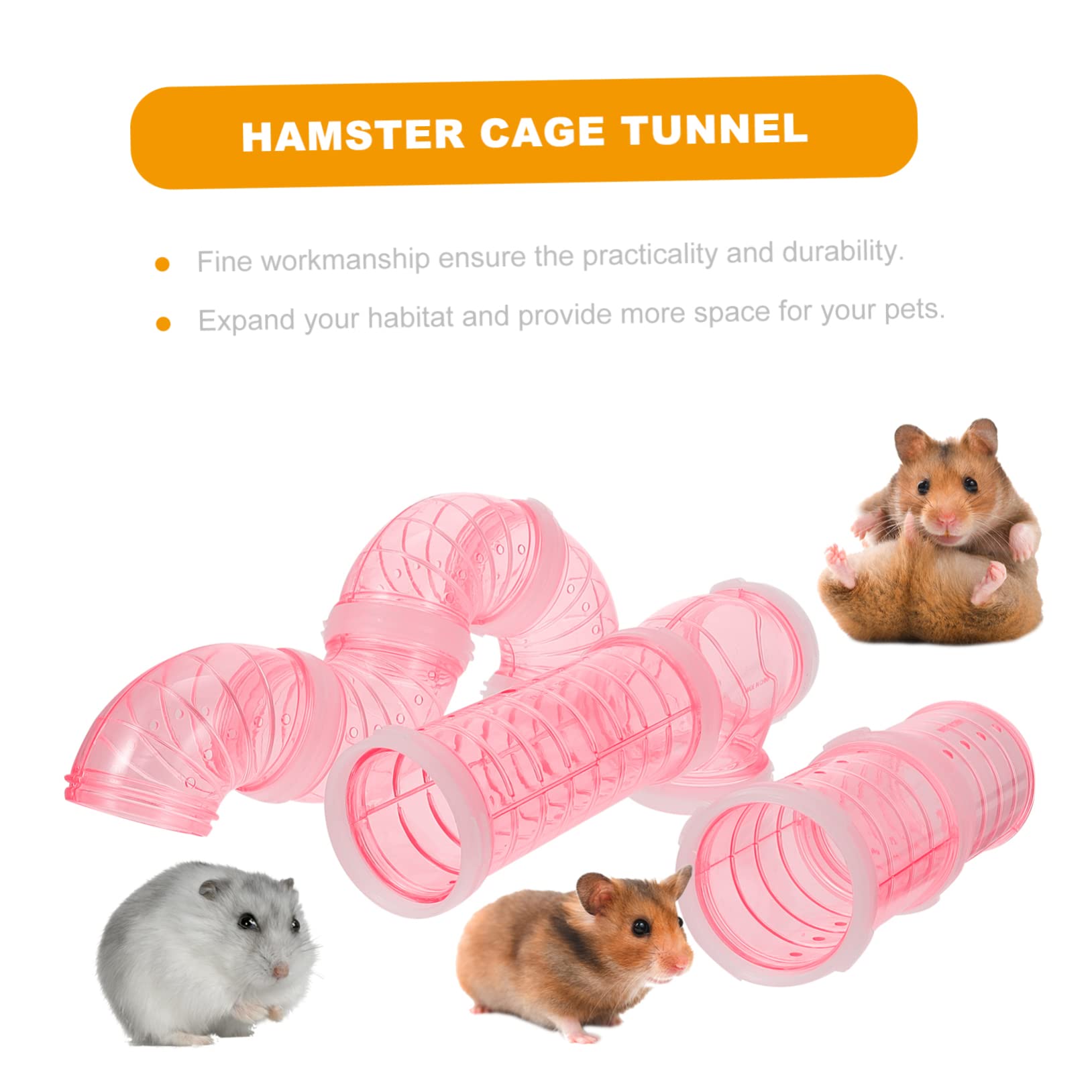 Tunnel per Criceti in Plastica Rosa, Moduli Labirinto Fai-da-te Resistenti e Collegabili per Animali Domestici, Gioco per Gabbie e Recinti