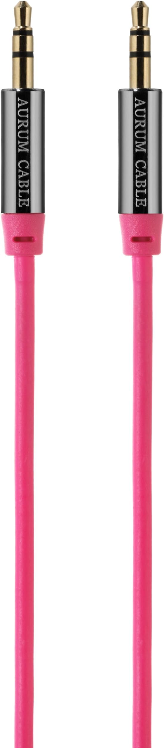 Aurum Cables Male to Male 3.5mm Universal Gold Plated Auxiliary Audio Stereo Cable for iPhone, iPad, iPod, Kindle, Smartphones, Tablets and MP3 Players - 12 Feet - Pink